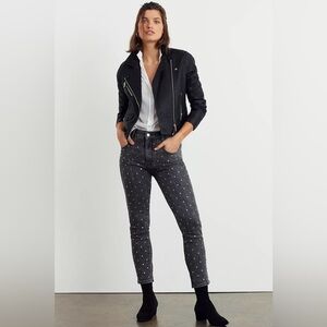 Anthropologie Pilcro Ultra High-Rise Beaded Straight Jeans Size 28 Grey Black